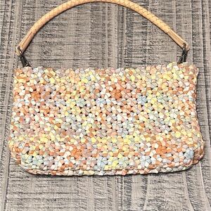 Colorful Leather Woven Shoulder Bag